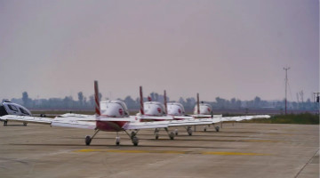 恒峰g22四机航行编队惊艳尧城（太原）国际通用航空航行大会